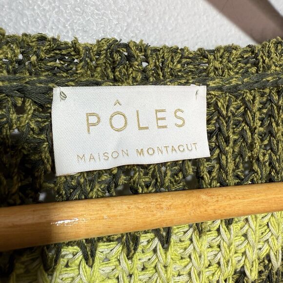 Pôles Maison Montagut Knit Cardigan Sweater Women’s Size Small Green Striped - Picture 5 of 8